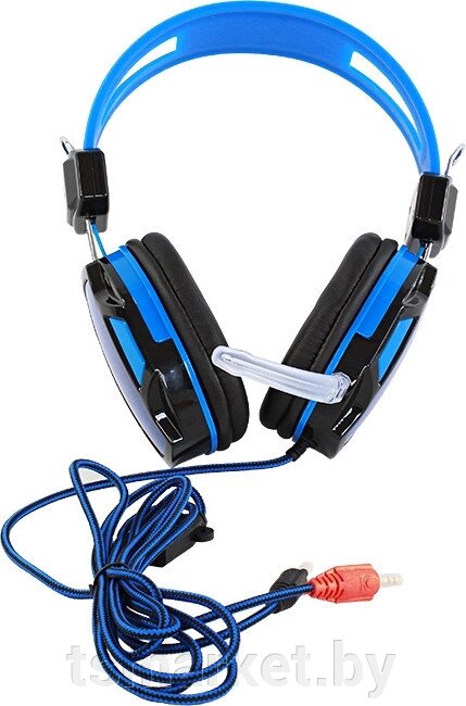 Игровые наушники с микрофоном, с усиленным кабелем SiPL Blue - опт