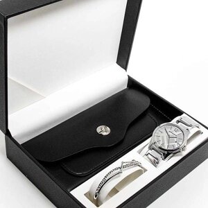 Женский подарочный набор 3в1: клатч, браслет , часы в подарочной коробке