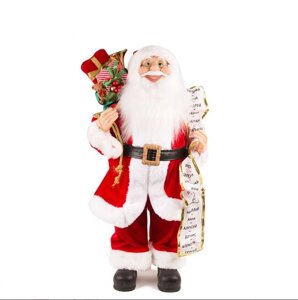 Дед Мороз под елку в красной шубке с подарками и списком от 30 см