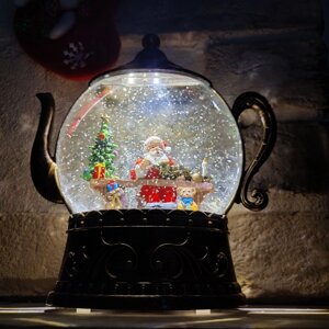 Светильник - ночник со снегом музыкальный декоративный на Рождество и Новый Год Happy Holiday Дед Мороз