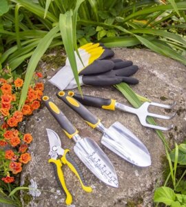 Набор садового инструмента ЧУДЕСНЫЙ САД "Садовод S" 4 предмета с прорезными ручками +перчатки