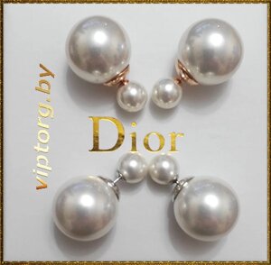 Серьги - Пуссеты Диор с логотипом Dior. Модель 1