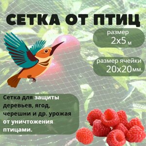 Сетка для защиты от птиц 2х5м. Защити свой урожай!