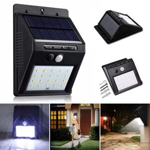 Фонарь на солнечной батарее 20 LED Solar Powered LED Wall Light с датчиком движения