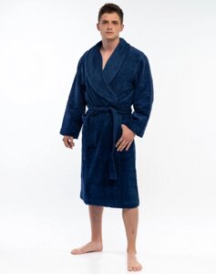 Махровый мужской халат Цвет Синий.