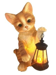 Фигура садовая ЧУДЕСНЫЙ САД "Котенок с фонарем" h18см, полирезина