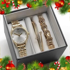 Женский подарочный набор (часы,и 2 браслета в коробке)