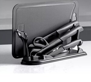 Набор кухонный COLTELLO NERO (7 предметов): 3 ножа, ножницы, овощечистка, разд. доска, подставка