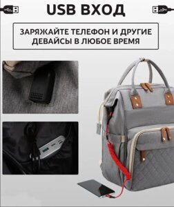 Многофункциональный рюкзак с термоотделом, USB и кошелечком Mommy's Urban для мамы и ребенка Морковный