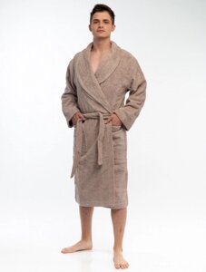 Махровый мужской халат из хлопка. Цвет бронзовый