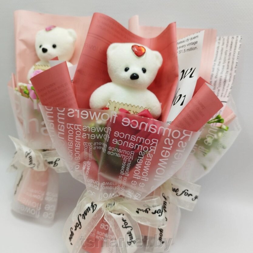 Подарочный букет Мишка с мыльной розой I LOVE You / Подарочный набор от компании TSmarket - фото 1