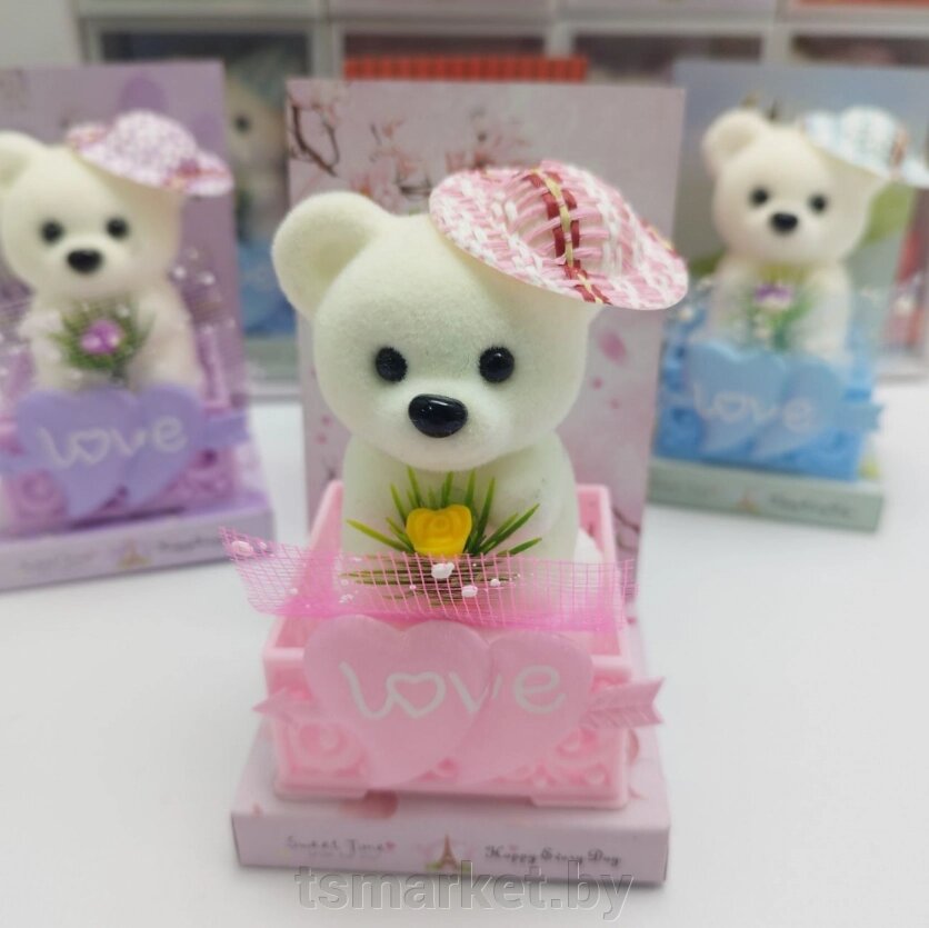 Подарочный Мишка с розой Love в коробке Happy Life / Сувенир на праздник от компании TSmarket - фото 1
