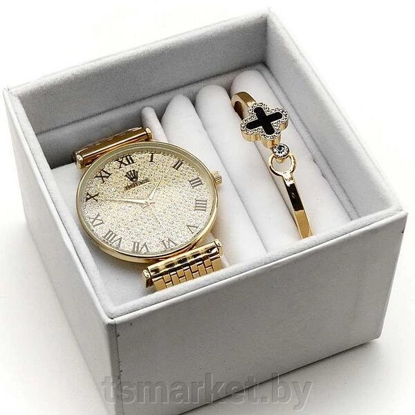 Подарочный набор для женщин в стиле ROLEX часы + браслет в коробке 2 вида от компании TSmarket - фото 1