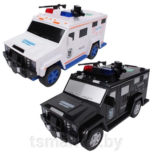 Полицейская машина-копилка с мигалками, сиреной, отпечатком пальца и кодовым замком