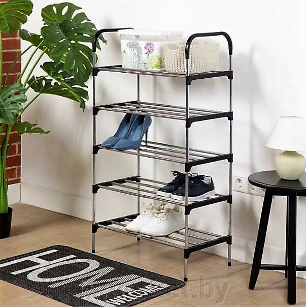 Полка для обуви металлическая 5 ярусов Easy Shoe Rack / Этажерка 110х55х30см. / Обувница напольная, 15 пар от компании TSmarket - фото 1