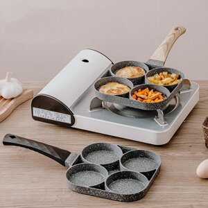 Порционная алюминиевая сковородка с антипригарным покрытием frying pan (4 секции, съемная бакелитовая ручка