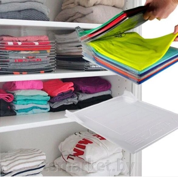 ПРАКТИЧНАЯ Система-органайзер хранения одежды T-SHIRT ORGANIZING SYSTEM, 10 шт от компании TSmarket - фото 1