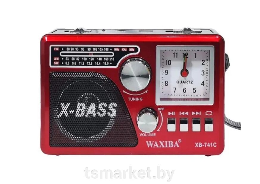 Радиоприемник Waxiba XB-741C Bluetooth, USB, SD, часы, фонарик от компании TSmarket - фото 1
