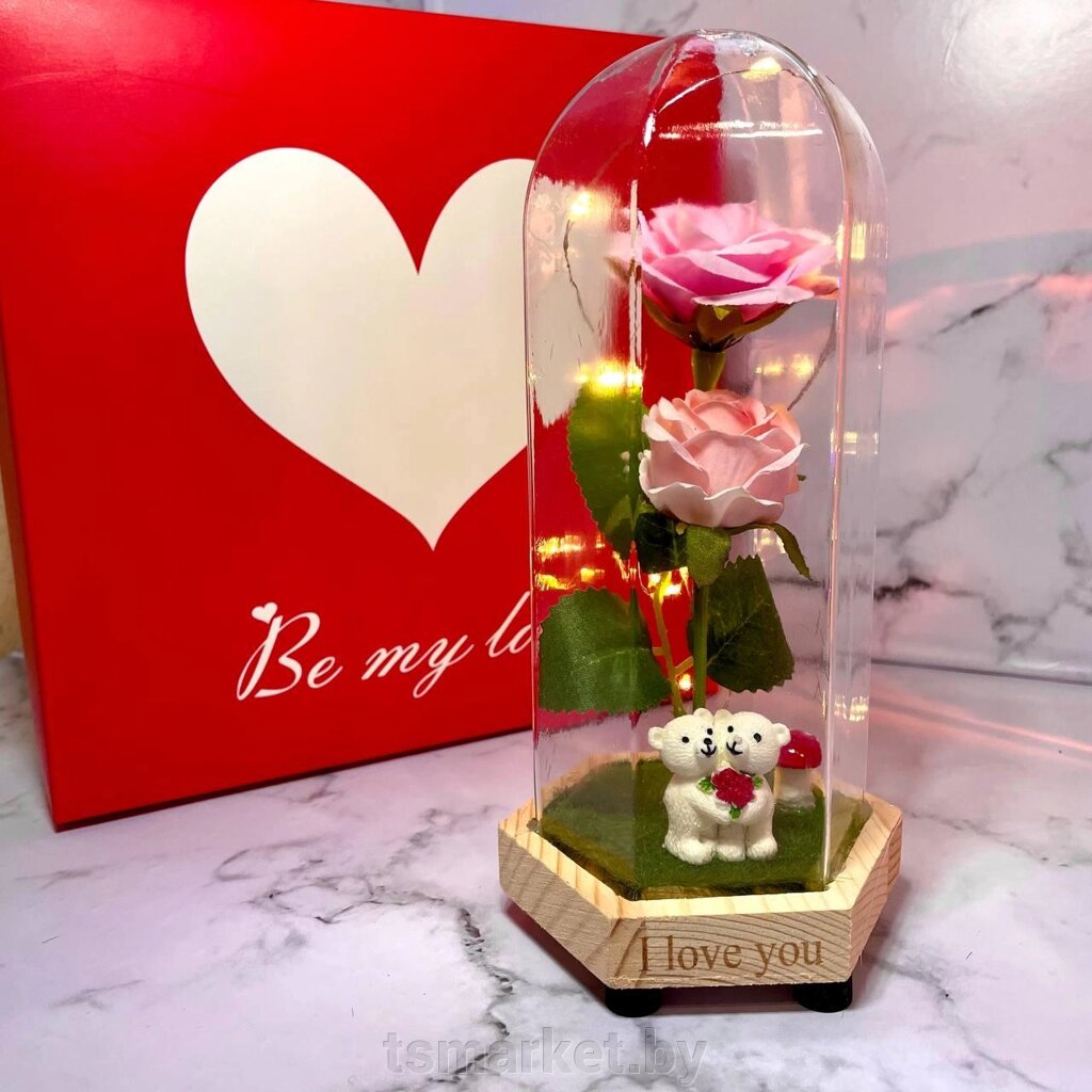 Роза в колбе декоративный ночник / Вечная роза с признанием в любви 20см. от компании TSmarket - фото 1