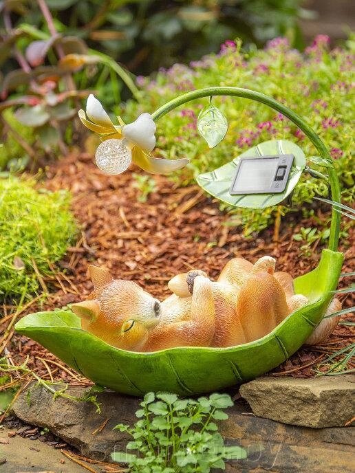 Садовая фигура "Лисенок на солнышке" с фонариком на солнечной батарее, 19 см от компании TSmarket - фото 1