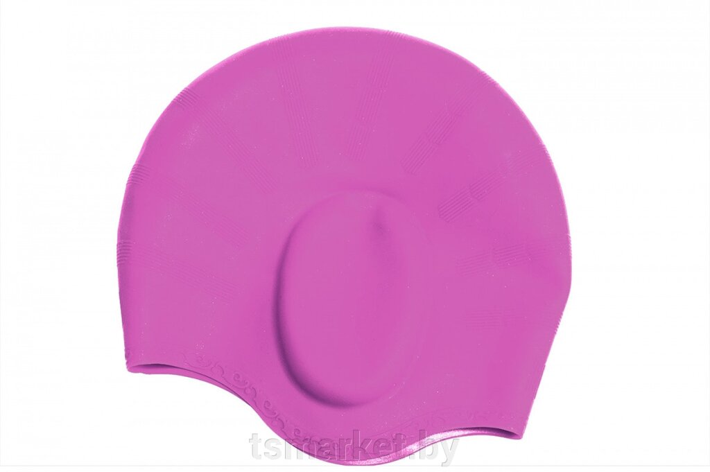Шапочка для плавания силиконовая с выемками для ушей (розовый) от компании TSmarket - фото 1