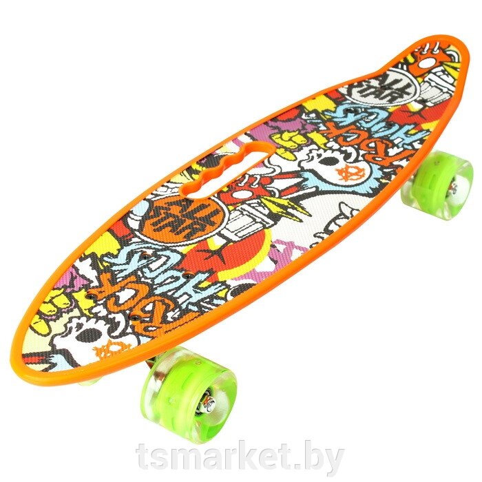 Скейтборд светящийся 55*14 см оранжевый от компании TSmarket - фото 1
