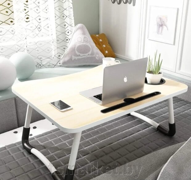 Складной стол (столешница) трансформер для ноутбука / планшета с подстаканником Folding Table, 59*40 см от компании TSmarket - фото 1