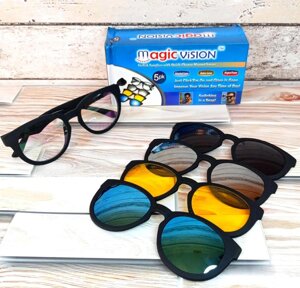 Солнцезащитные антибликовые очки с магнитными насадками 5 в 1 MAGIC VISION