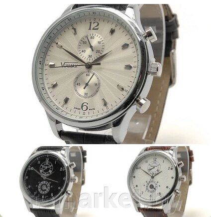 Стильные мужские часы на кожаном ремешке MONTBLANC 1171G от компании TSmarket - фото 1