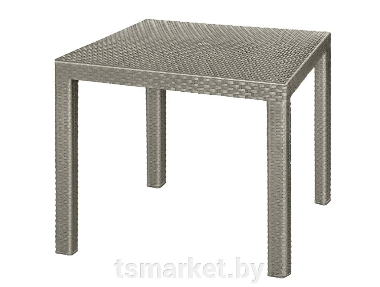 Стол пластиковый с декором Rodos квадратный 81.5х81.5х75 см, серо-коричневый от компании TSmarket - фото 1