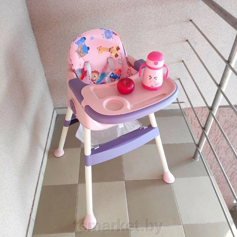 Стульчик для кормления ребенка Bestbaby розово/фиолетовый от компании TSmarket - фото 1