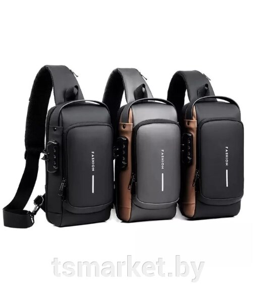 Сумка - рюкзак через плечо Fashion с кодовым замком и USB / Сумка слинг / Кросc-боди барсетка от компании TSmarket - фото 1