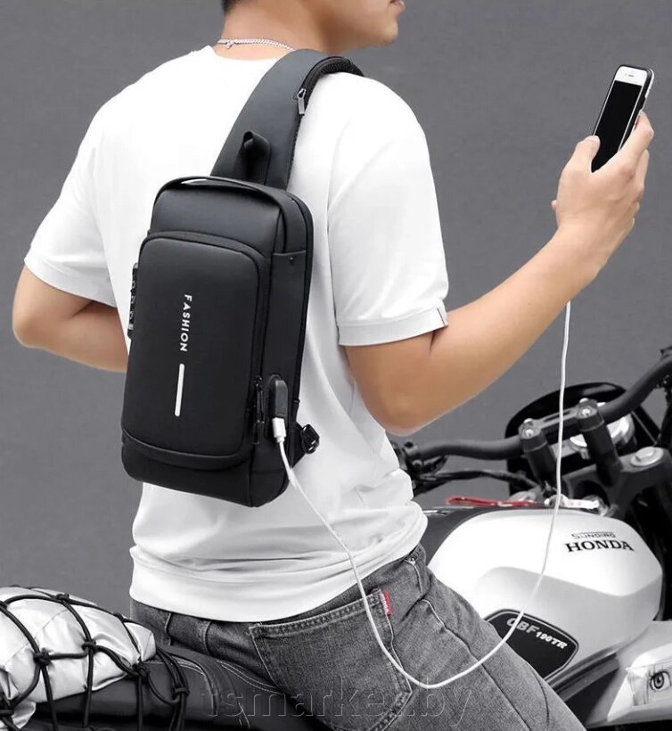 Сумка - рюкзак через плечо Shengtubolo с USB / Сумка слинг от компании TSmarket - фото 1