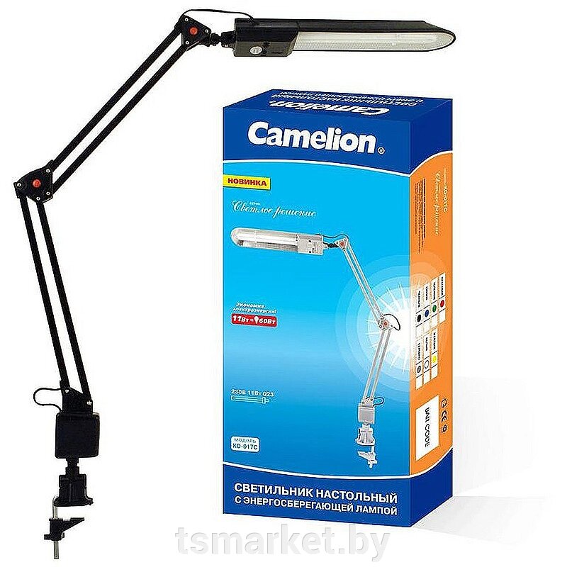 Светильник настольный Camelion KD-017А C02 черный, 230V 11W в к-те база+струбцина 6/240 от компании TSmarket - фото 1