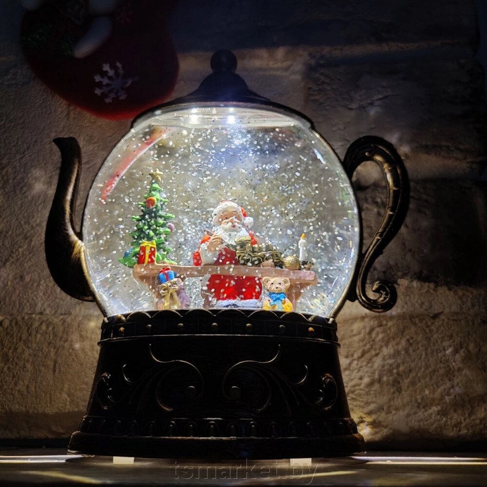 Светильник - ночник со снегом музыкальный декоративный на Рождество и Новый Год Happy Holiday Дед Мороз от компании TSmarket - фото 1