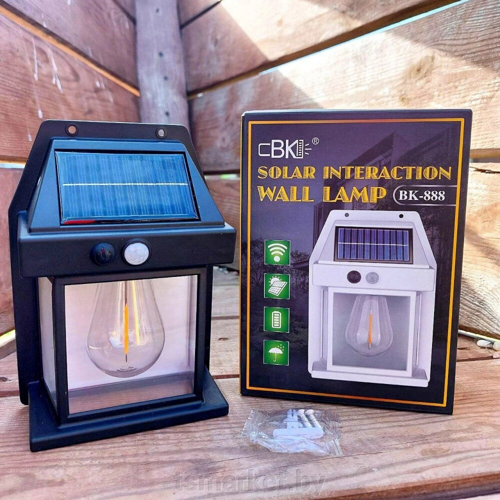 Светодиодный уличный светильник на солнечных батареях LED Solar interaction wall lamp BK-888 1W от компании TSmarket - фото 1