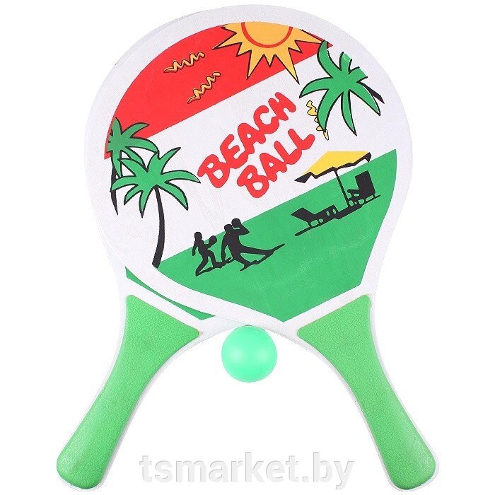 Теннис пляжный (D-23.5см, L-37.5см) + мяч в наборе от компании TSmarket - фото 1