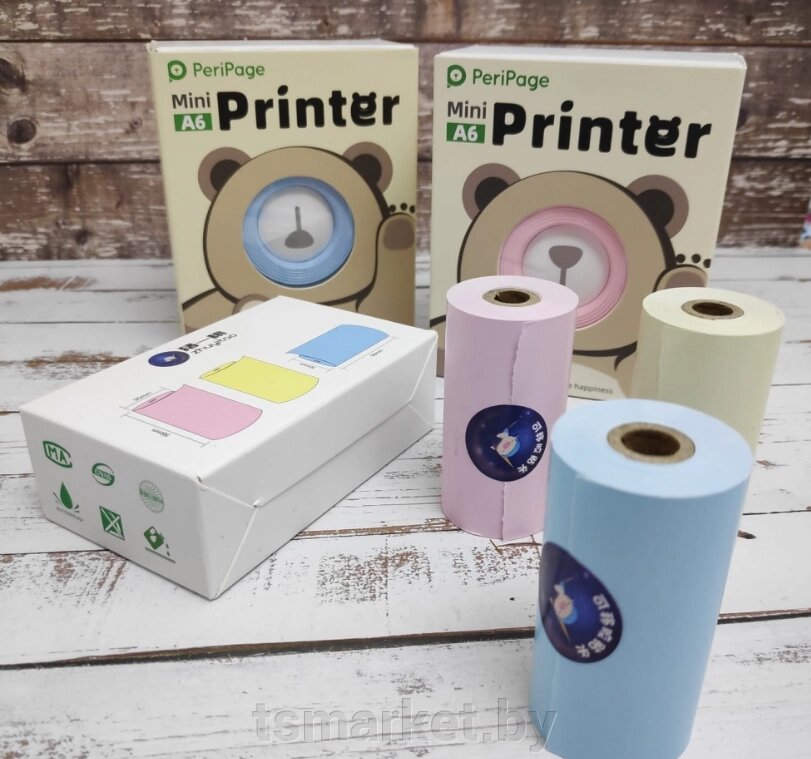 Термобумага цветная для принтера PeriPage mini A6, 3 шт. от компании TSmarket - фото 1