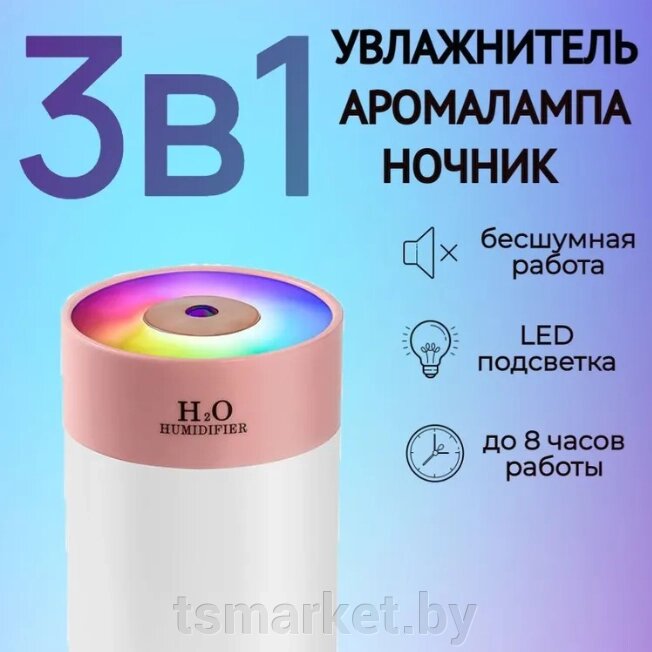 Ультразвуковой увлажнитель воздуха с подсветкой,  ночник / аромадиффузер от компании TSmarket - фото 1