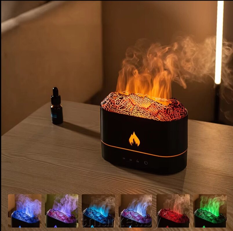 Увлажнитель аромадиффузор с эффектом пламени Flame Humidifier (7 разных подсветок) от компании TSmarket - фото 1