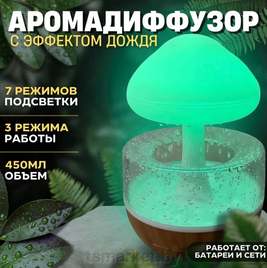 Увлажнитель воздуха с подсветкой Гриб (Облако) Cloud Rain Humidifier / Аромадиффузор / Ночник / эффект дождя от компании TSmarket - фото 1