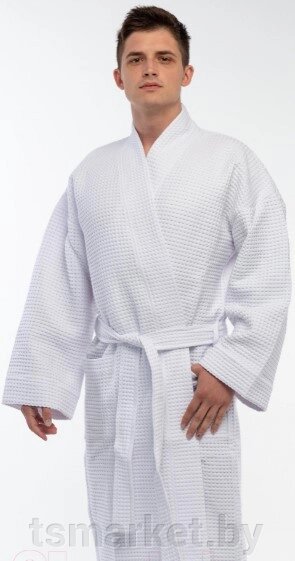 Вафельный мужской халат. Белый от компании TSmarket - фото 1