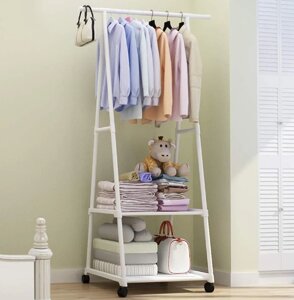 Вешалка передвижная напольная с полками Triangle clothes Rack 160х55х42 см. Стойка для вещей, обуви на колесах