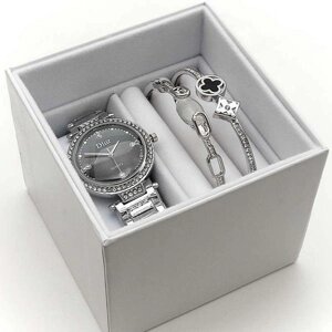 Женский подарочный набор 3в1 DIOR часы + два браслета в брендированной коробочке