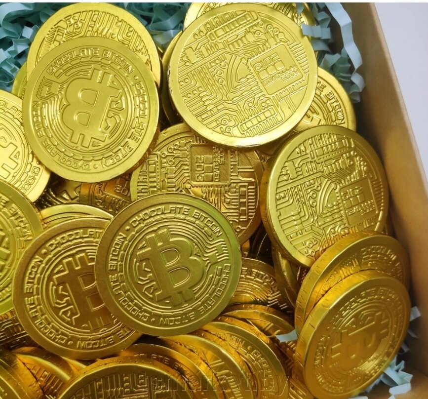Золотые шоколадные монеты «Bitcoin», набор 20 монеток (Россия) от компании TSmarket - фото 1