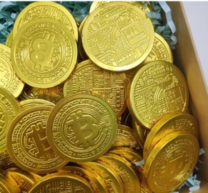 Золотые шоколадные монеты «Bitcoin», набор 20 монеток (Россия)