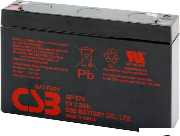 Аккумулятор для ИБП CSB GP672 (6В/7.2 А·ч) от компании Интернет-магазин marchenko - фото 1