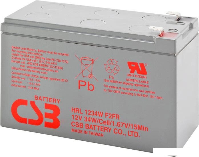 Аккумулятор для ИБП CSB HRL1234W F2 (12В/9 А·ч) от компании Интернет-магазин marchenko - фото 1