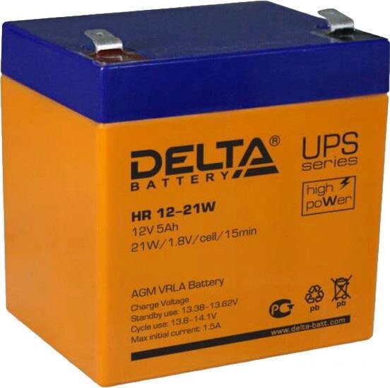 Аккумулятор для ИБП Delta HR 12-21W (12В/5 А·ч) от компании Интернет-магазин marchenko - фото 1