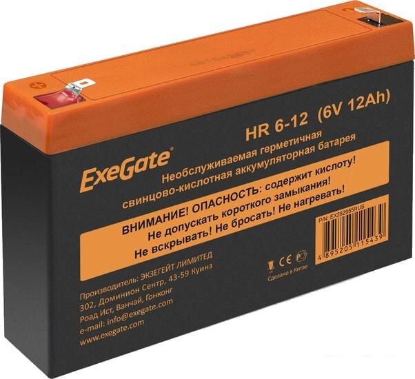 Аккумулятор для ИБП ExeGate HR 6-12 (6В, 12 А·ч) от компании Интернет-магазин marchenko - фото 1